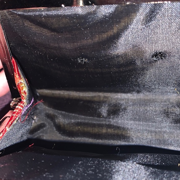 Asian Mini Red Silk Golden Dragon Snap Button Purse 4”H x 2”W x 5.5” L - Picture 9 of 13